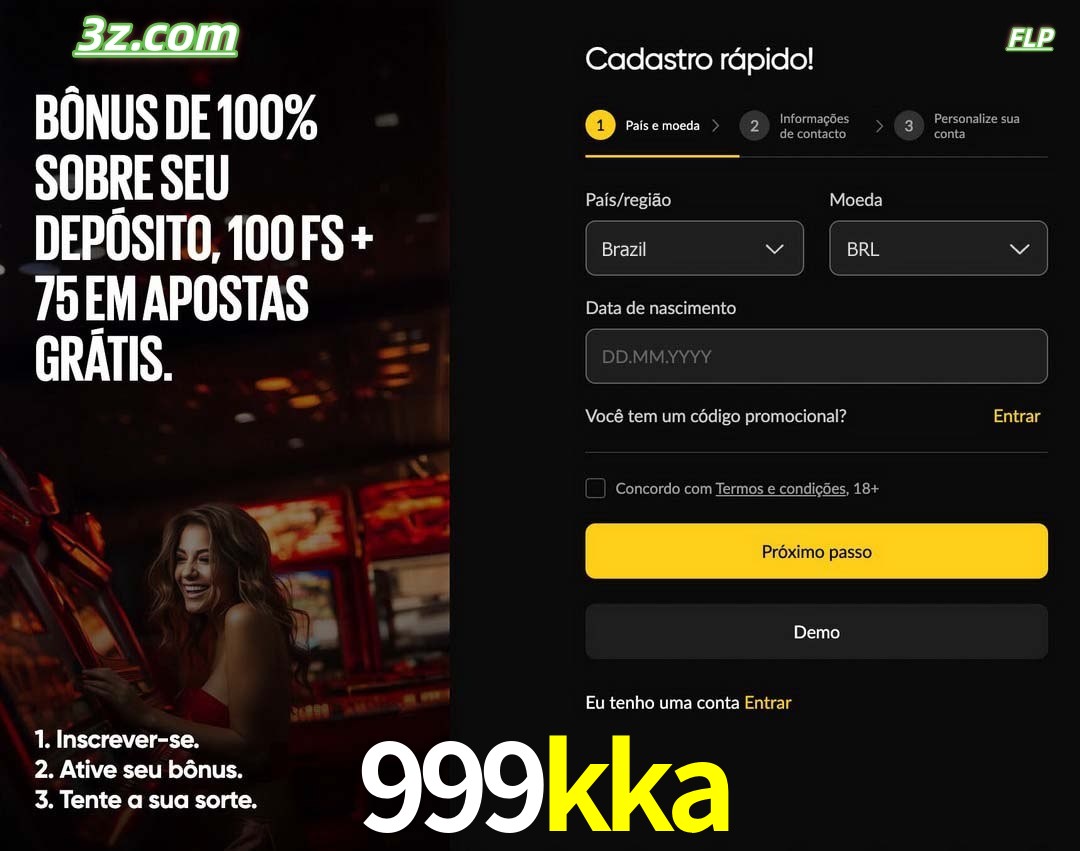 999kka registro oficial cassino online Brasil com bônus de depósito e free spins